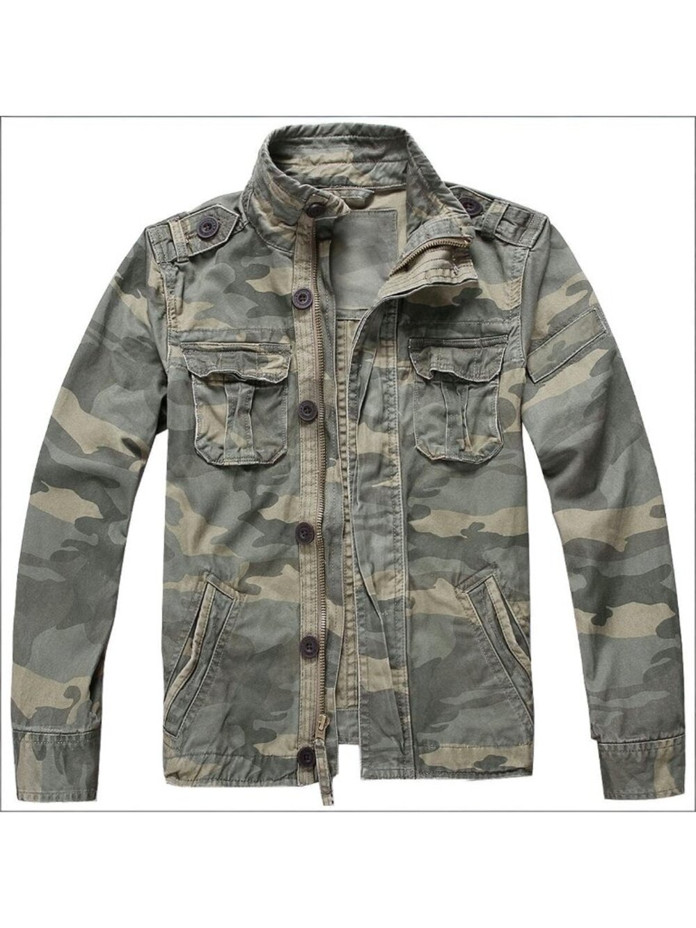 Men's Camo Military Jacket | Cargo Stand Collar Bomber Coat | Stylish Outerwear